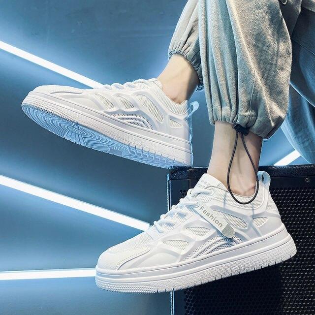 Мужская осенняя новая дышащая сетчатая спортивная обувь на платформе с увеличенным размером, студенческие теннисные баскетбольные мужские модные трендовые повседневные кроссовки