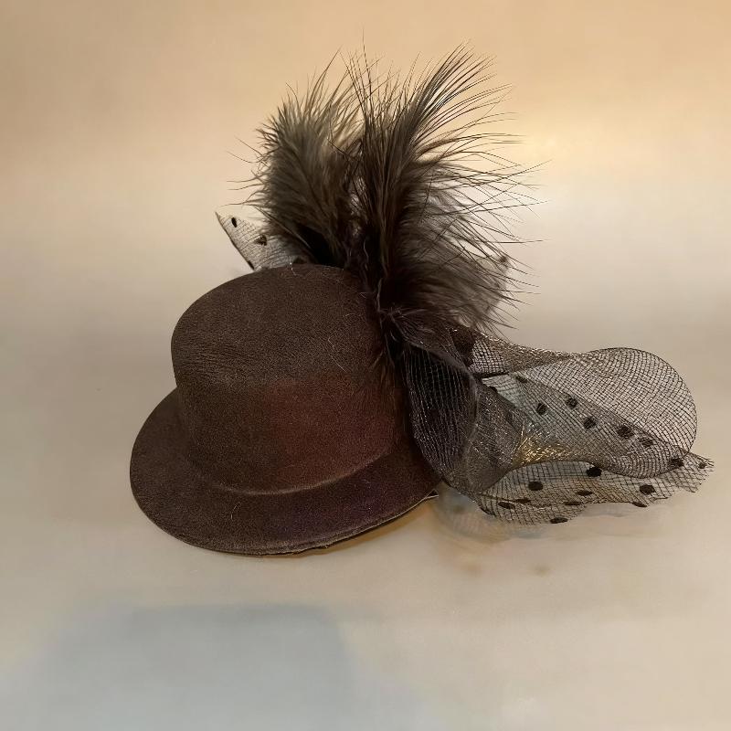 Black Pearl Feather Flower Hair Clip Hat Artificial Feather Mesh Pillbox For Women Elegant Formal Hat Jewelry Accessories