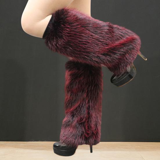 1 пара женских теплых сапог из искусственного меха лисы, однотонные эластичные меховые сапоги