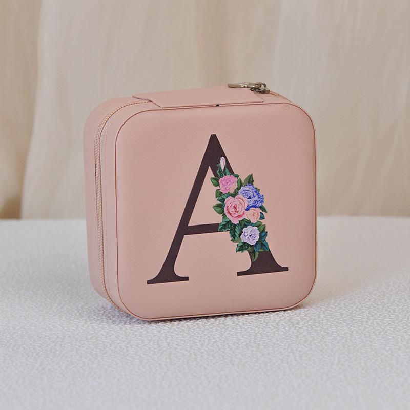 1PC Jewelry Boxes for Wedding Party Black Alphabet Personalized Pink Gift Box Jewellery Holder Jewelry Organizer Case