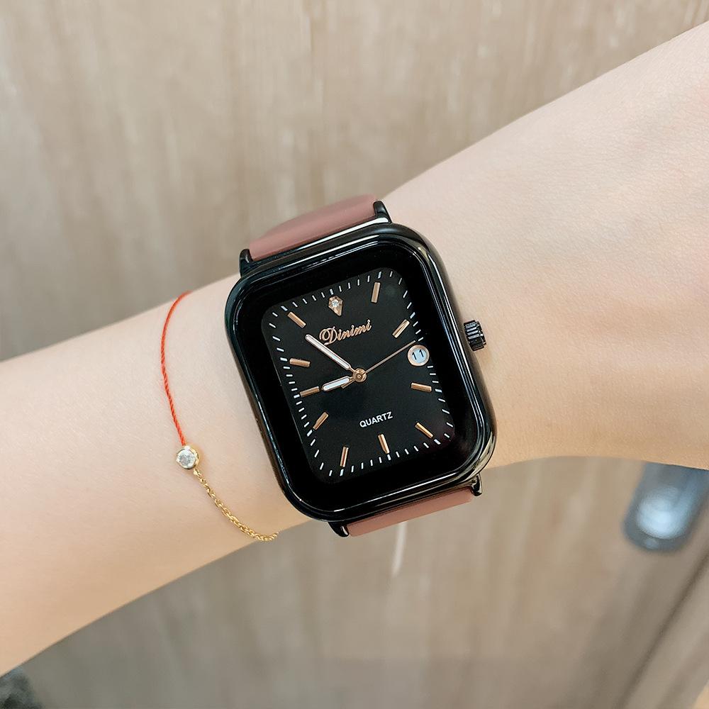 Новые простые квадратные легкие роскошные поясные часы с календарем, кварцевые часы Niche, модные повседневные женские часы
