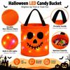 LED Halloween Candy Bucket Ghost Print Halloween Tote Bag New Pumpkin Bucket  Kids