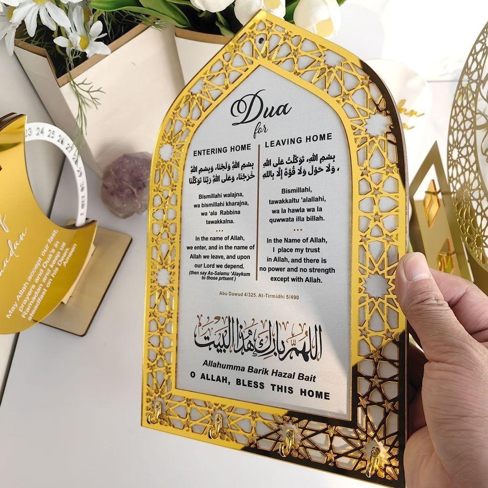 Decorative Acrylic Key Hanger Wall Mounted Arabic Key Holder Durable Key Hook Eid Al Adha Gift