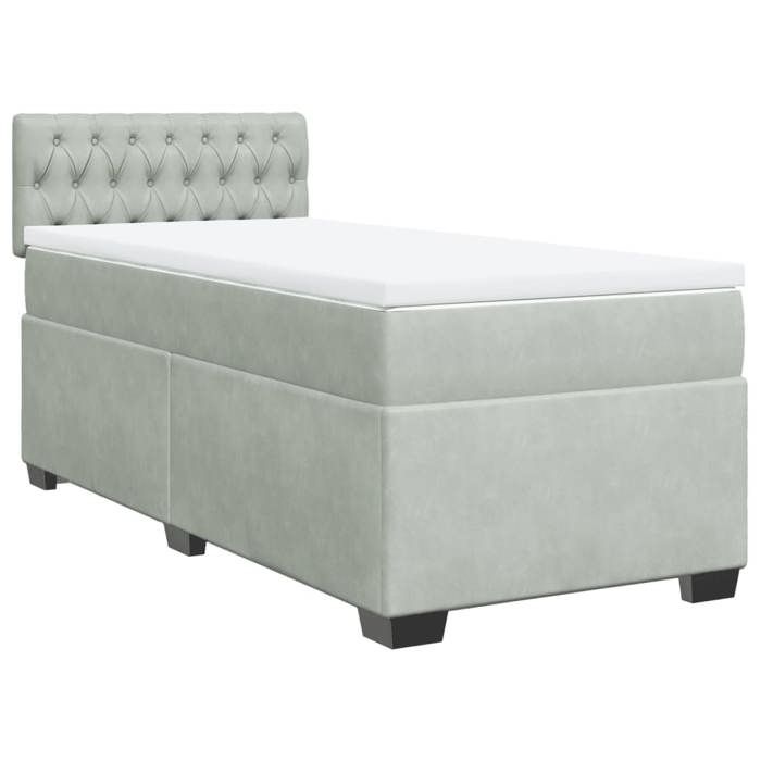 Maison Exclusive - Sommier à lattes de lit et matelas Gris clair 90x200 cm Velours
