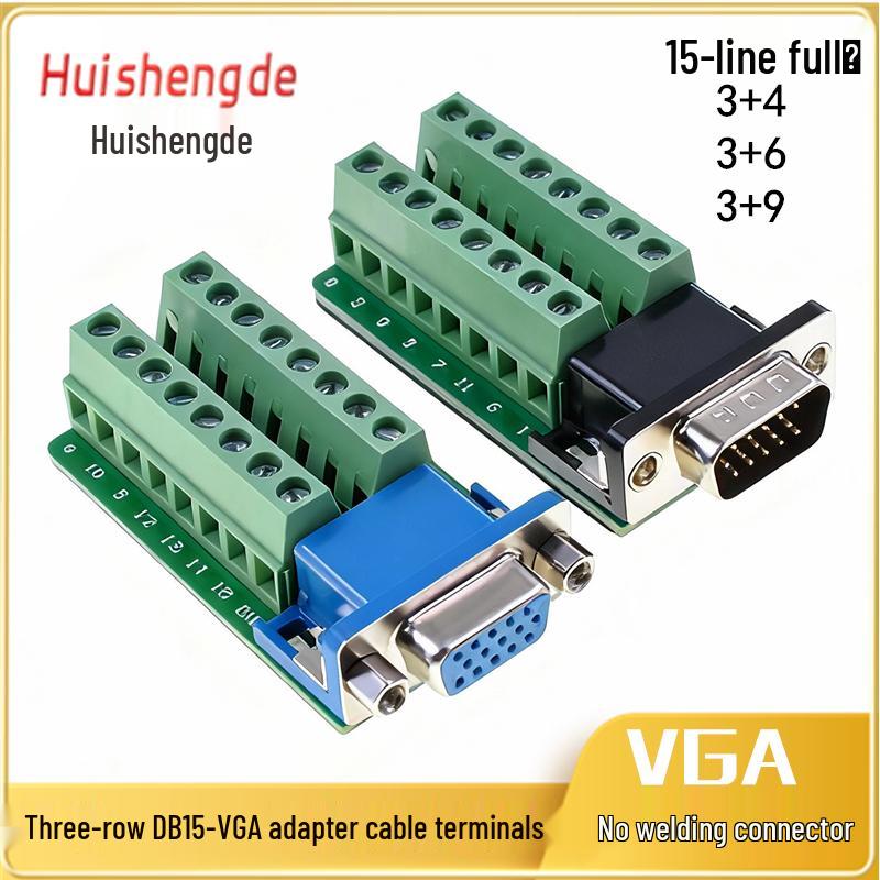 DB15-G2 VGA Безпаечный Разъем Папа: Трехрядная параллельная порт-адаптерная кабельная клеммная плата (3+4, 3+6, 3+9)