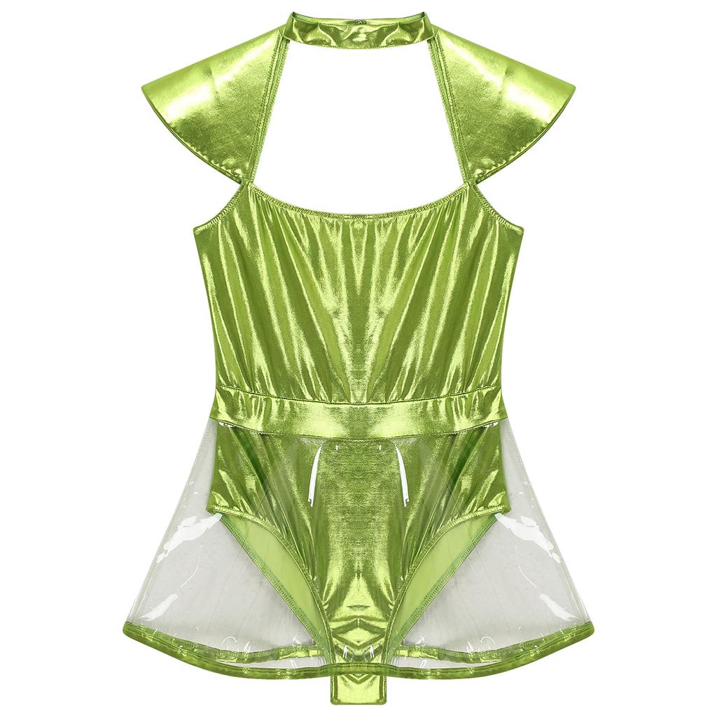 Костюм инопланетянина для взрослых, костюм для косплея, блестящий облегающий комбинезон с вырезом, танцевальное шоу на пилоне, клубная одежда для вечеринок, карнавала на Хэллоуин