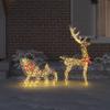Reindeer Pull Sled Warm White 70 x 26 x 129 cm PET
