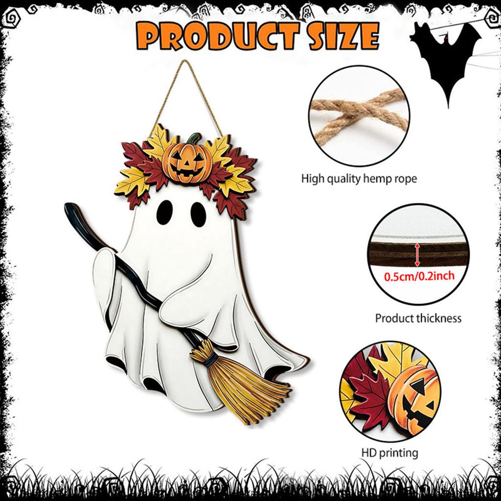 Halloween Ghost Wooden Sign For Spooky Home Decor Crafted From Durable Poplar Wood