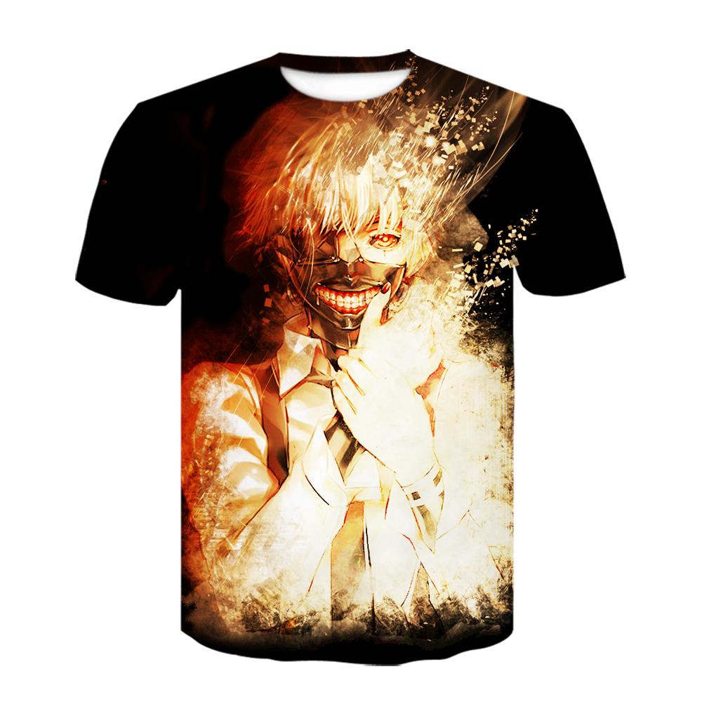 Странные дела Токийский гуль Мужские футболки с 3D-графикой Футболки с принтом аниме Кен Канеки Свободные хлопковые футболки с героями мультфильмов Хипстерские топы