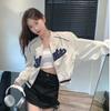Women Y2K Baseball Jackets Loose Oversized Crop Bomber Coat Ladies Letter Print Sportswear Female Korean Windbreaker Jacket