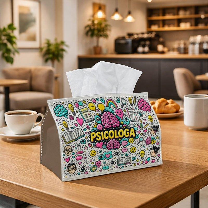 1pc Modern Graphic Educational Tissue Box, Psychology Icon Pattern Perfect for Outdoor Gatherings, Daily Desktop Use, And Suitable for Bedrooms, Livin