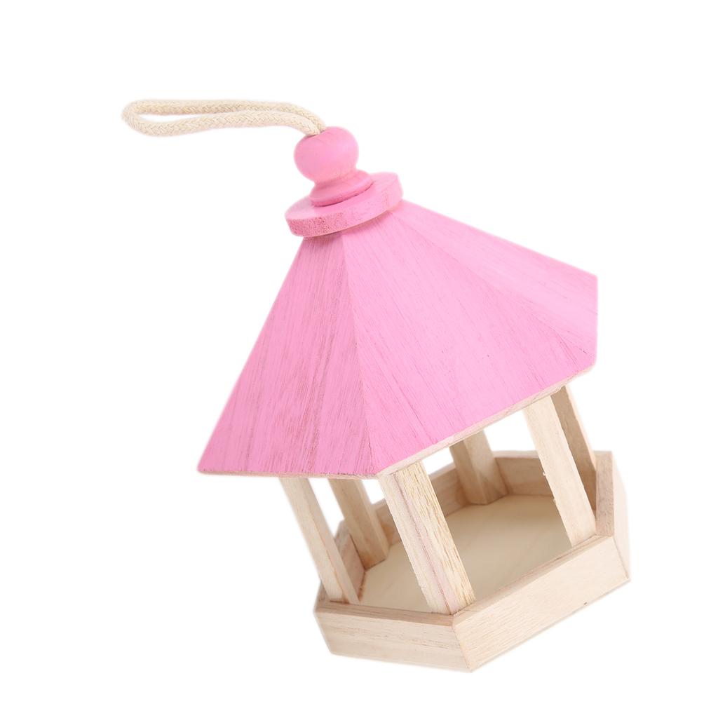 Wooden Bird Feeder Handmaking Outdoor ing Parrots Birdhouse Feeder with Roof