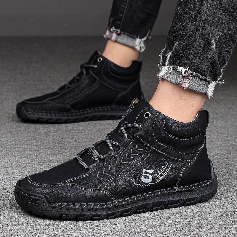 Мужская обувь большого размера ручной работы, полусапоги Мартин, повседневная обувь на плоской подошве, удобная обувь для ленивых, мужская обувь для вождения