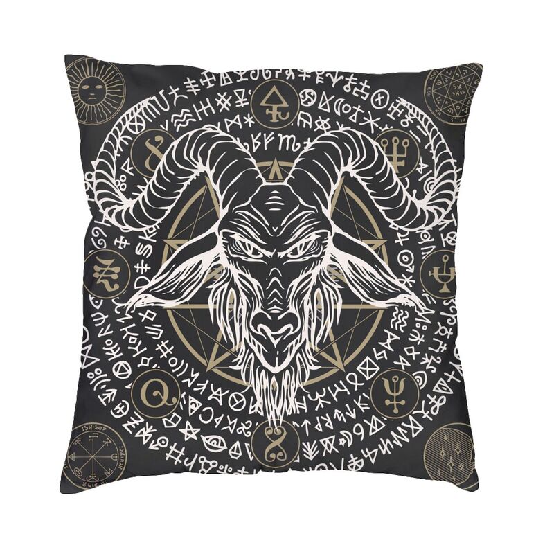 Роскошный чехол для подушки с изображением дьявола, сатаны, головы козла, 45x45 см, пентаграмма Бафомета, оккультная магия, наволочка, чехол для дивана, украшение наволочки
