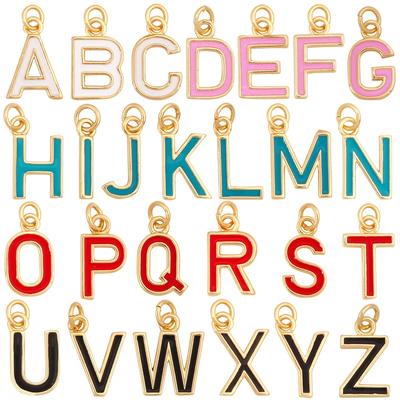 Initial Letter Name A-Z Charm Pendants , Fashion Colorful Enamel Oil Dropped ,18K Gold Plated,Jewelry Necklace Findings S15