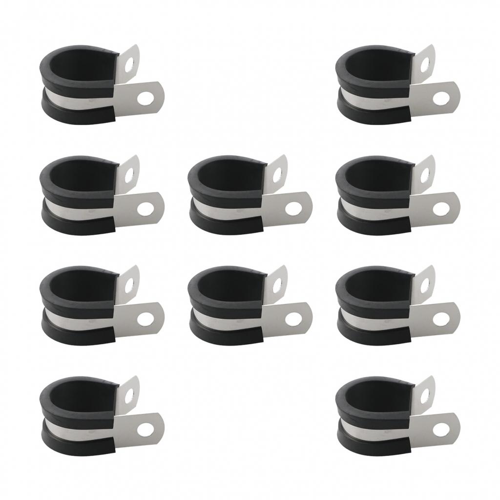 10 шт. Хомуты для шлангов P-образного типа из нержавеющей стали с резиновой подкладкой, монтажные зажимы для кабелей, проволока