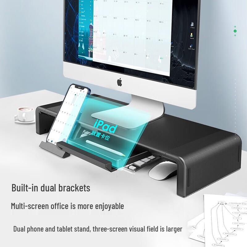 Llano Adjustable Monitor Riser Stand with Storage Drawer