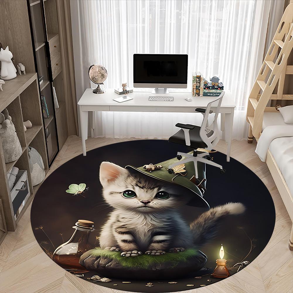 1pc Witch Cat Chair Carpet for Office, Non-slip, Soft and Durable Office Rug for Interior Decoration, Perfect for Office yy260313007