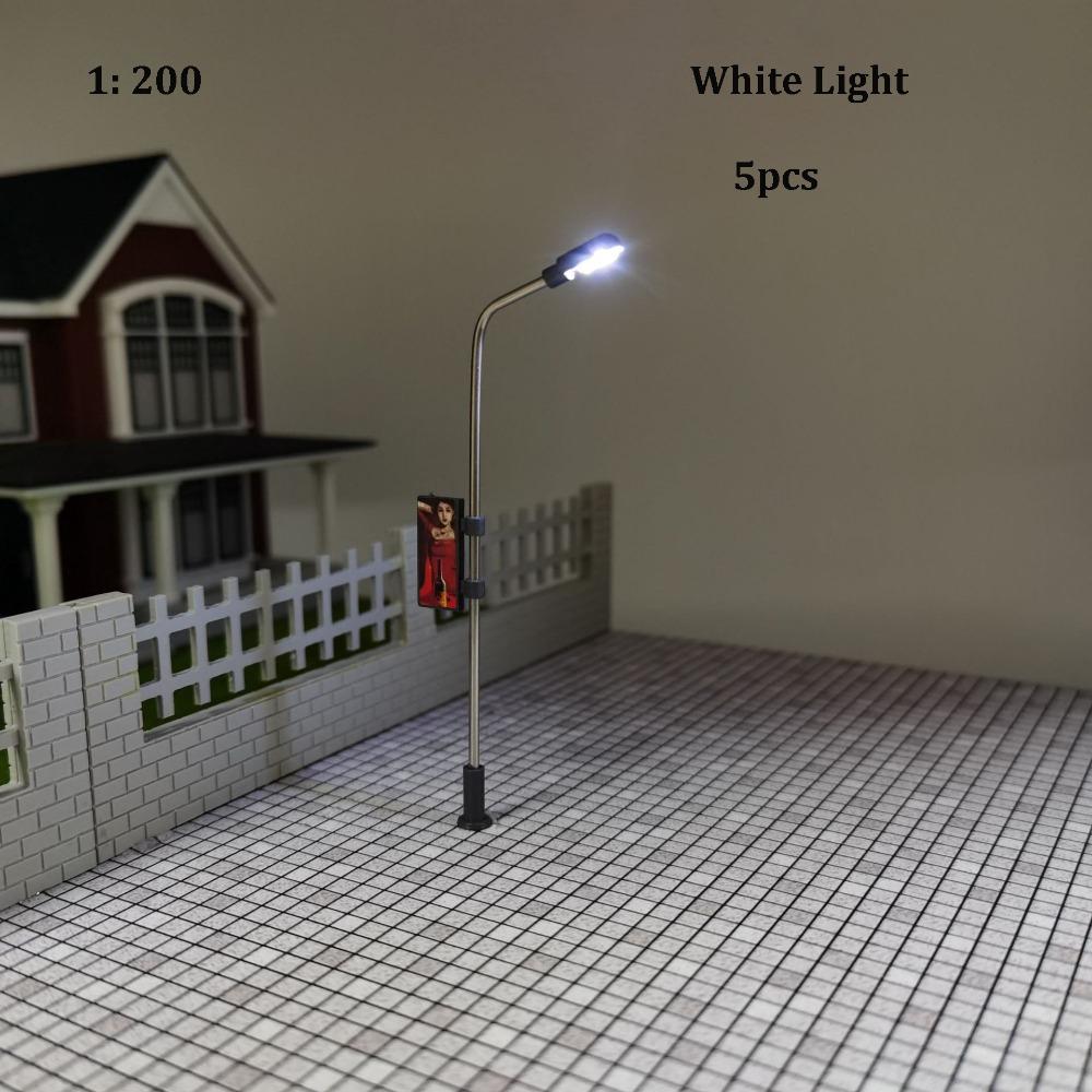5pcs 3V Miniature Street Lamp Model Stainless Steel Model Making Led Light Table Scene Layout Kits