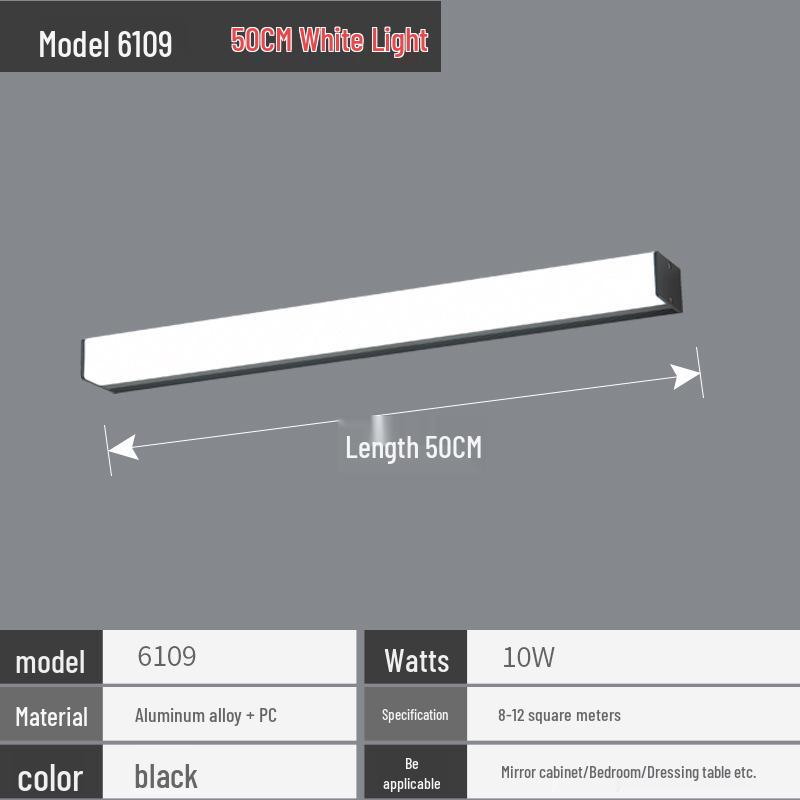 LED Waterproof Anti-Fog Bathroom Mirror Light - Modern, Punch-Free, Long Strip Design for Makeup Mirror or Cabinet Lighting