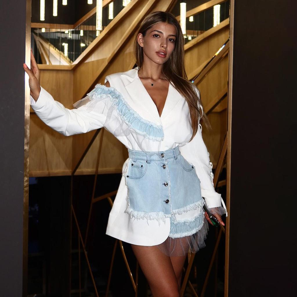 «Европейские и американские женские топы и костюмы с кружевной отделкой 2024 года — модные, элегантные, стильные»