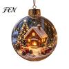 Clear Holiday Sphere Christmas Ball Ornament with LED Lights, Snow Scene Acrylic Decorative Pendants Decor, Shatterproof Xmas Tree Hanging