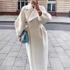 Европейский и американский зимний новый ретро-стиль, шерстяное пальто с рукавами и большим воротником и длинное пальто