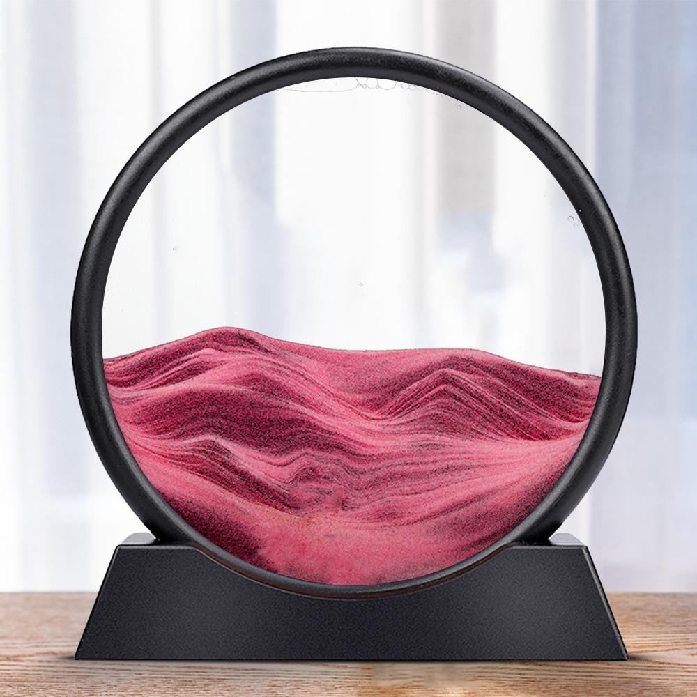 Художественная картина с движущимся песком, круглое стекло, 3D песочные часы, глубокий морской пейзаж, дисплей в движении, рамка с струящимся песком, 7/12 дюймов, для домашнего декора