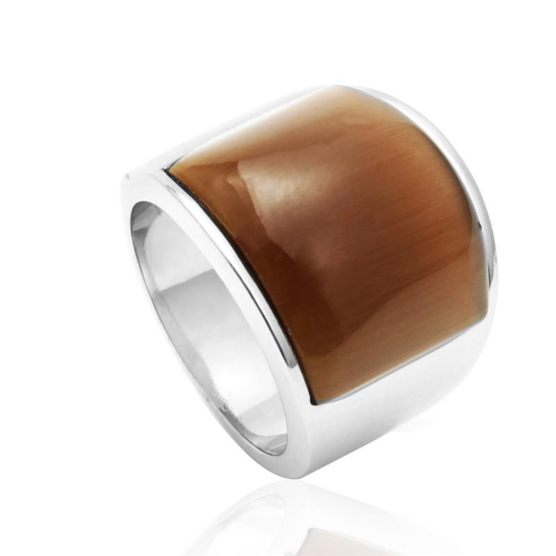 Ювелирное кольцо из нержавеющей стали с разноцветными драгоценными камнями, кольцо с черным агатом для мужчин и женщин, кольцо из титановой стали с разноцветными крупными драгоценными камнями