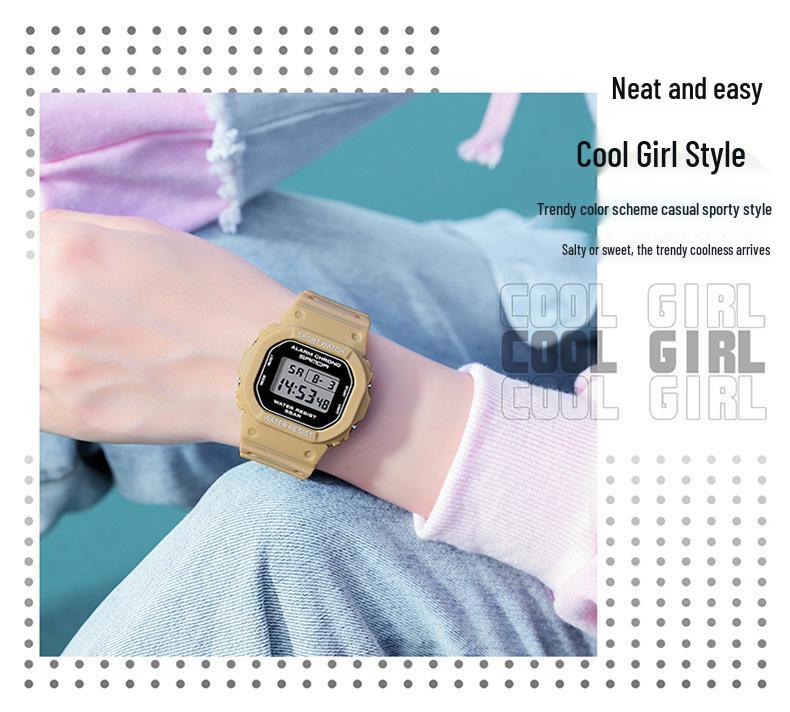 Sanda Multifunctional Waterproof Luminous Square Sport Watch - Fashionable Student Wristwatch