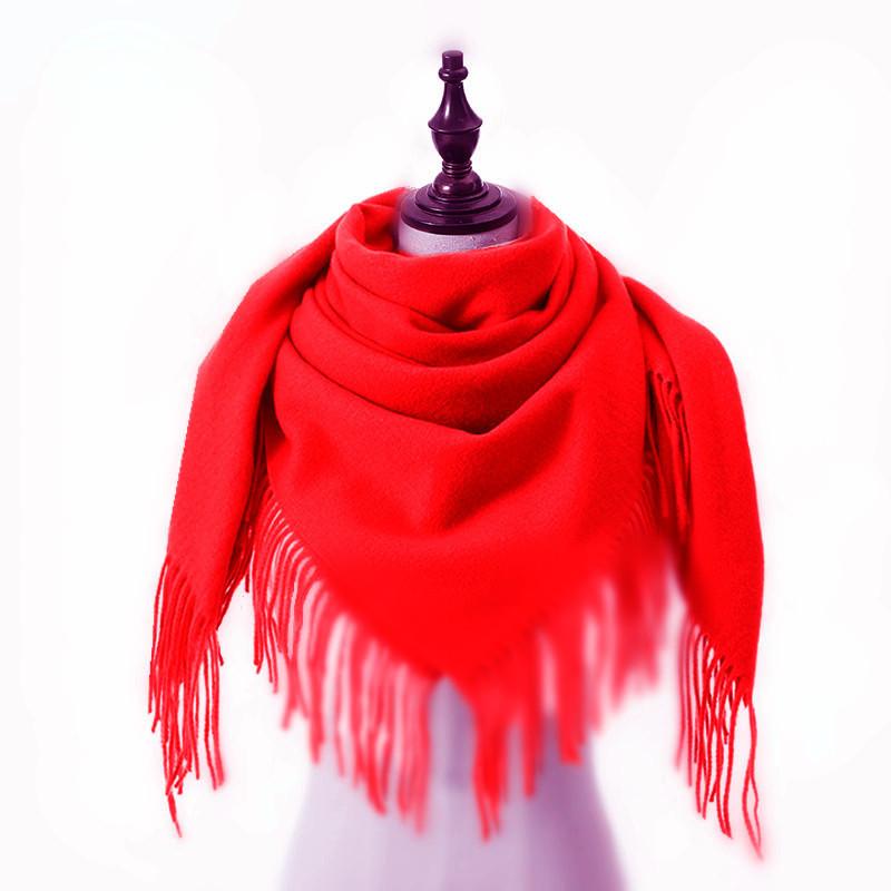 New Solid Color Wool Square Scarf Women's Imitation Cashmere Autumn and Winter Warm Scarf Cashmere Shawl