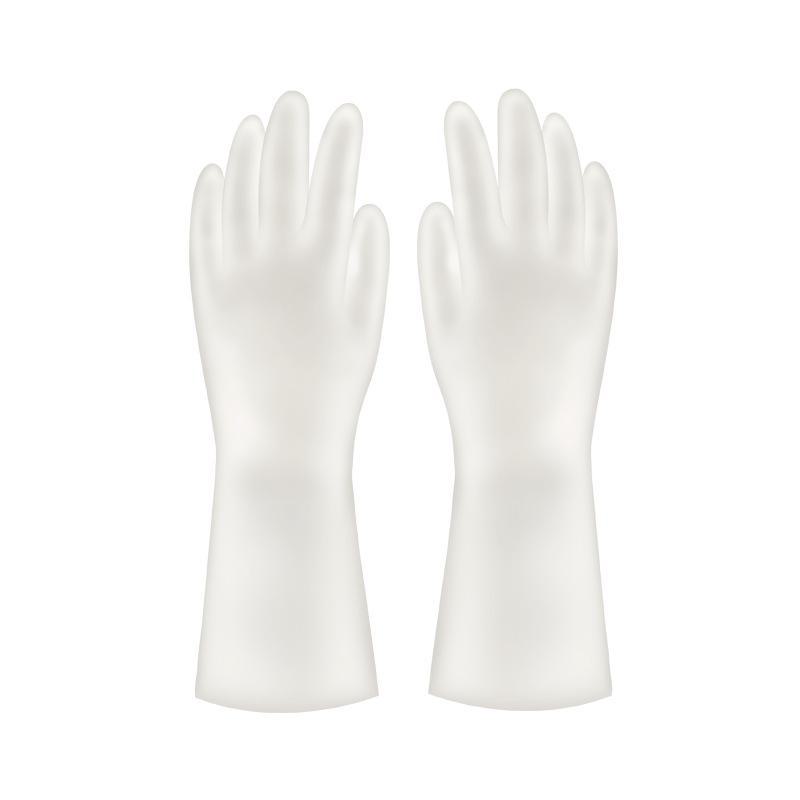 Transparent White Waterproof Non-Slip Thin Rubber Cleaning Gloves for Dishwashing and Laundry