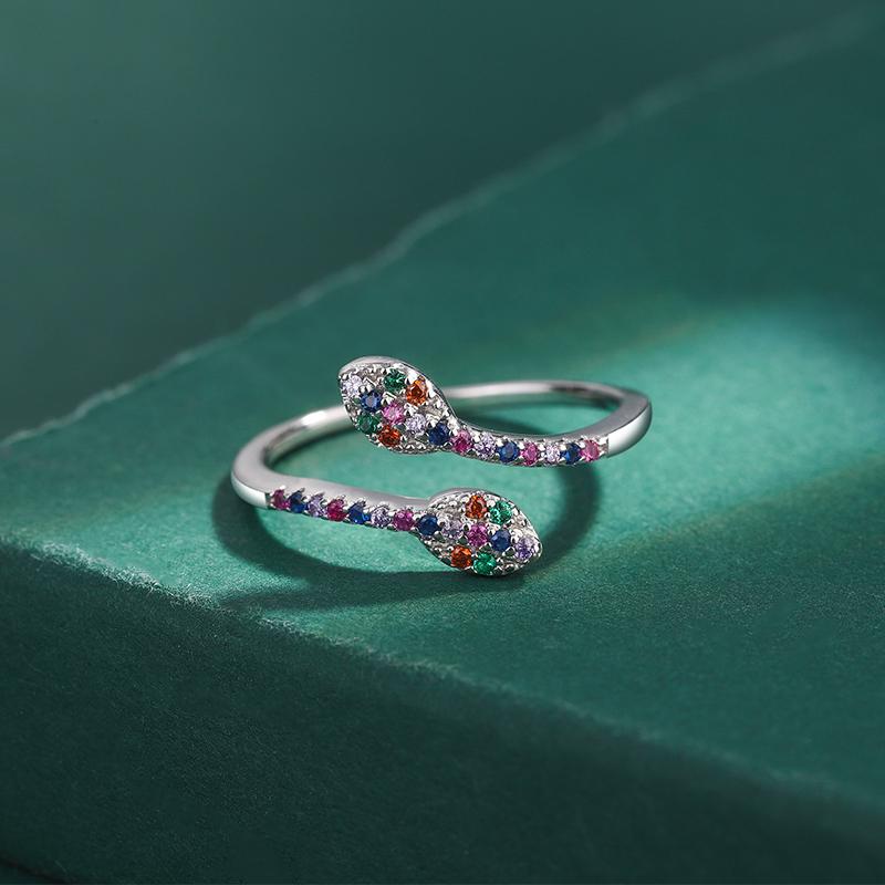 Креативное серебряное кольцо в форме змеи S925 для женщин, послушное цветное кольцо с цирконом, ювелирные изделия, подарок на годовщину, ювелирные изделия из стерлингового серебра, украшения для вечеринок