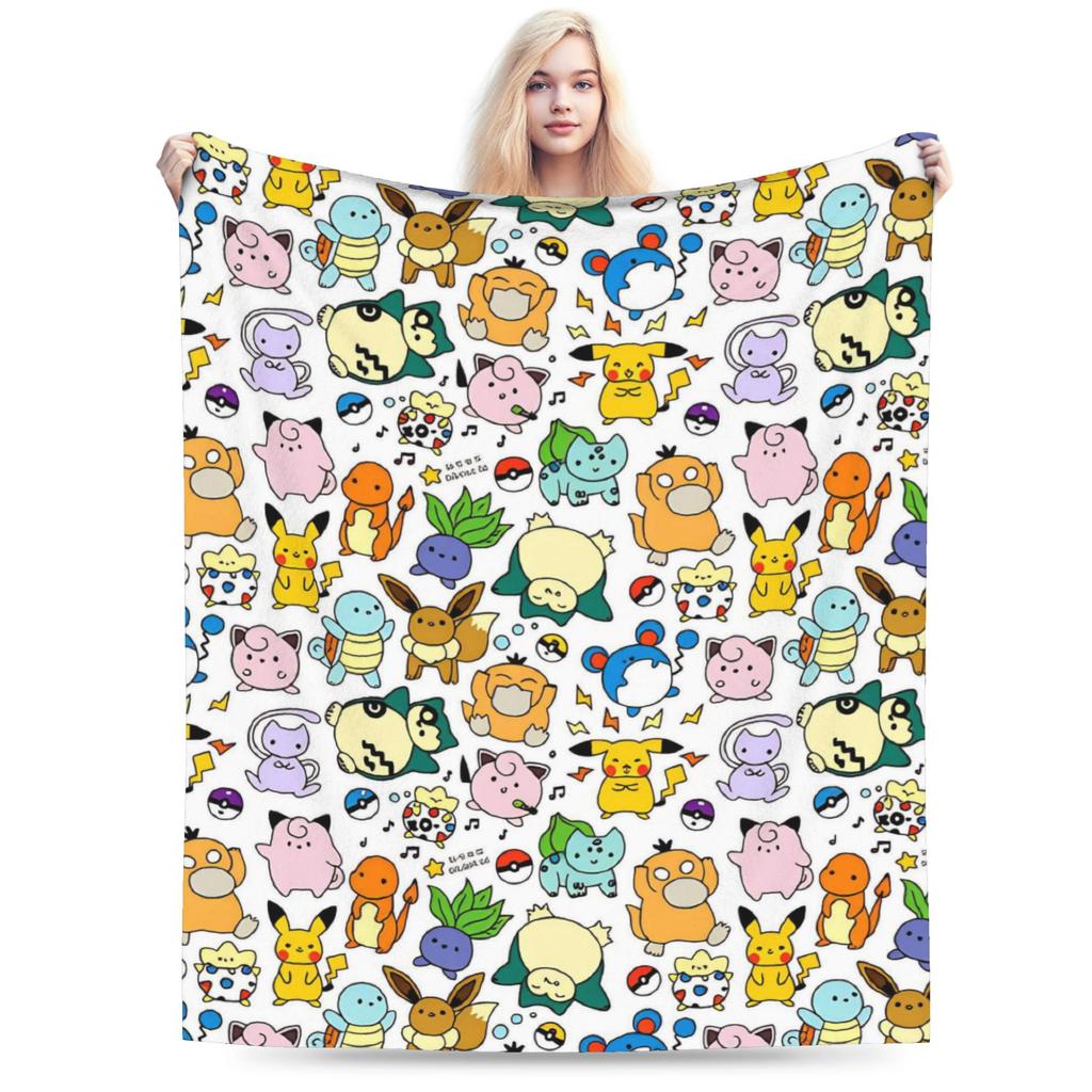 Pokemon Characters Plush Blankets Kids Flannel Throw Blanket For Couch Bed Warm Soft Custom Quality Bedspread Gift Idea