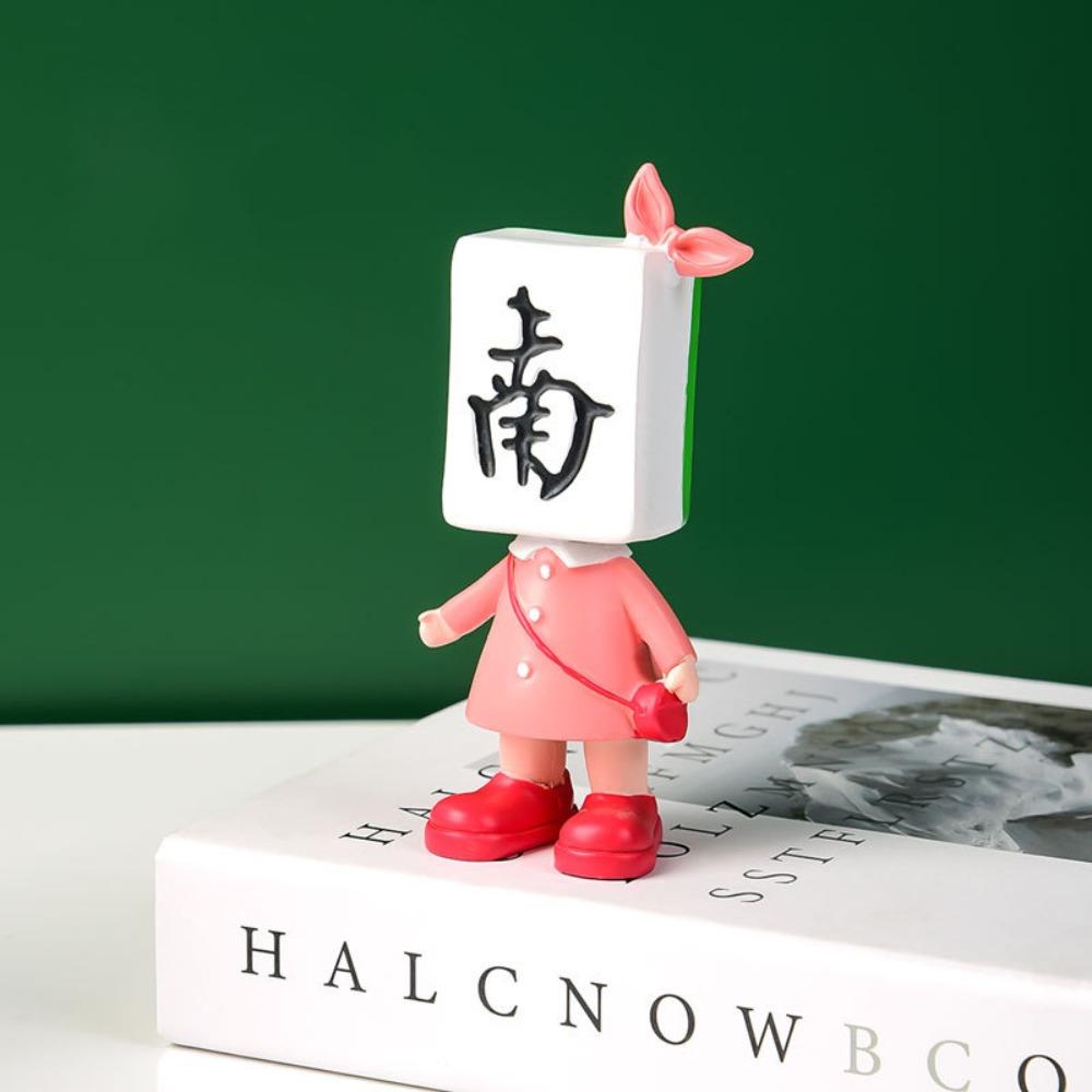 Resin Chinese Mahjong Mini Doll Miniature Mahjong Figure Toys Mahjong Mini Figurine  Desktop Decor