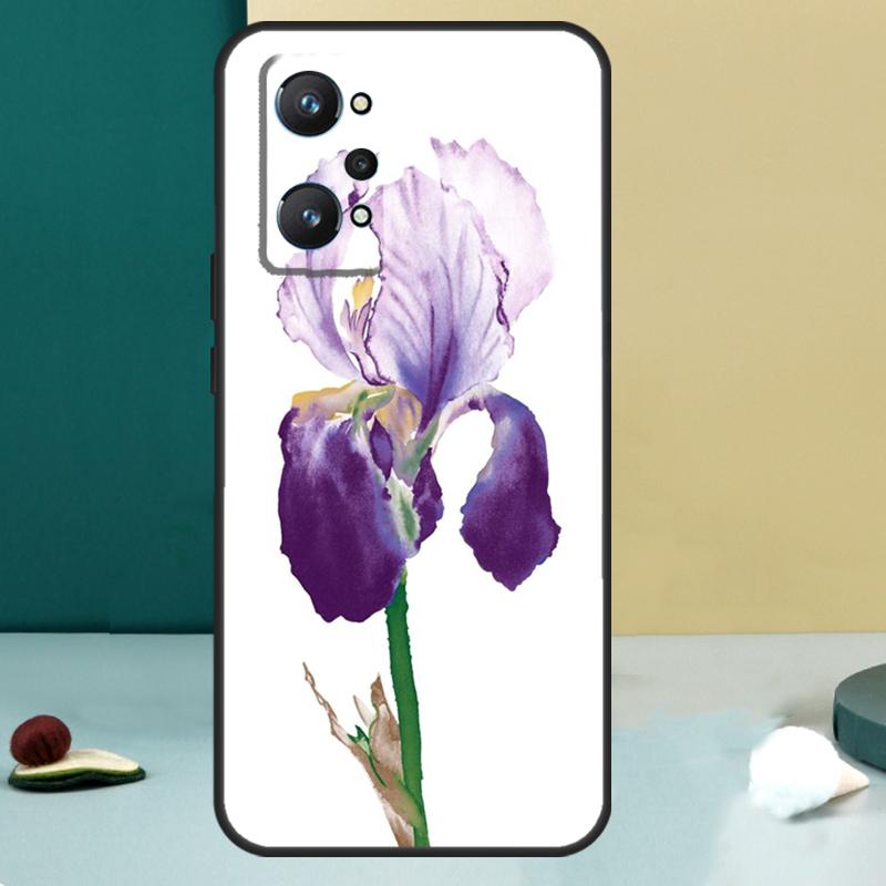 Акварель с фиолетовым цветком ириса Для Realme GT 6T 5 6 GT 7 Pro C67 C75 C61 C55 C53 C51 C21Y C25S 10 11 12 13 14 Pro Plus Чехол