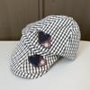 New retro plaid forward hat women's spring and summer love patch fresh color beret show face little painter hat
