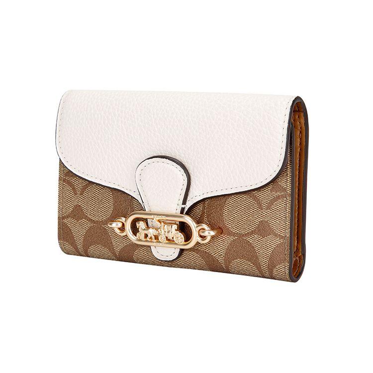 Coach Кошелек-клатч из кожи с пряжкой 15-го калибра Jade Женские кошельки Хаки Белый 87935-IMDJ8