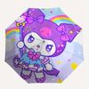 Kuromi Automatic Folding Umbrella-Simple 8-Rib Design, Bright Cartoon Pattern, Durable Iron Frame, Suitable For Travel, Outdoor, Beach-Cute