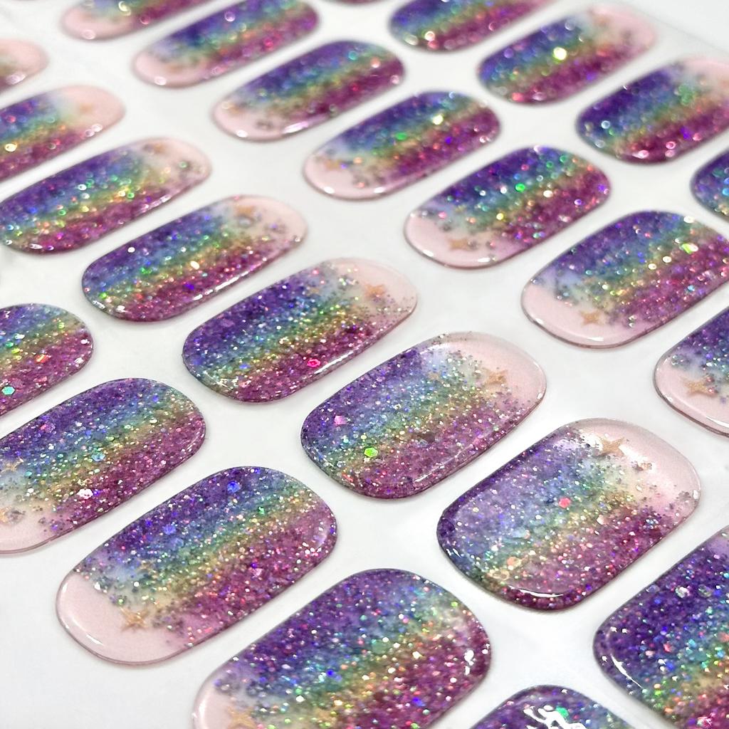 22 совета Полуотвержденный гель-дизайн Аврора Украшения для ногтей Лак для ногтей Блестящие наклейки для ногтей УФ-лампа Наклейки для ногтей Водонепроницаемые наклейки для ногтей