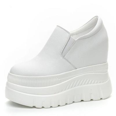 Модные туфли Мэри Джейн из натуральной коровьей кожи, 12 см, синтетическая платформа, танкетка, без застежек, осень-осень, дышащие туфли-лодочки, лето-весна