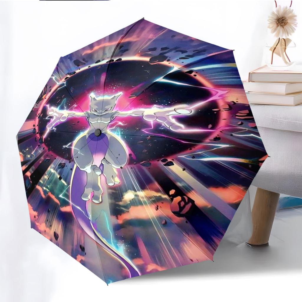 Mewtwo Pokemon Anti UV Umbrella Sun Protection Shade Umbrella Waterproof Windproof Outdoor Travel Parasol