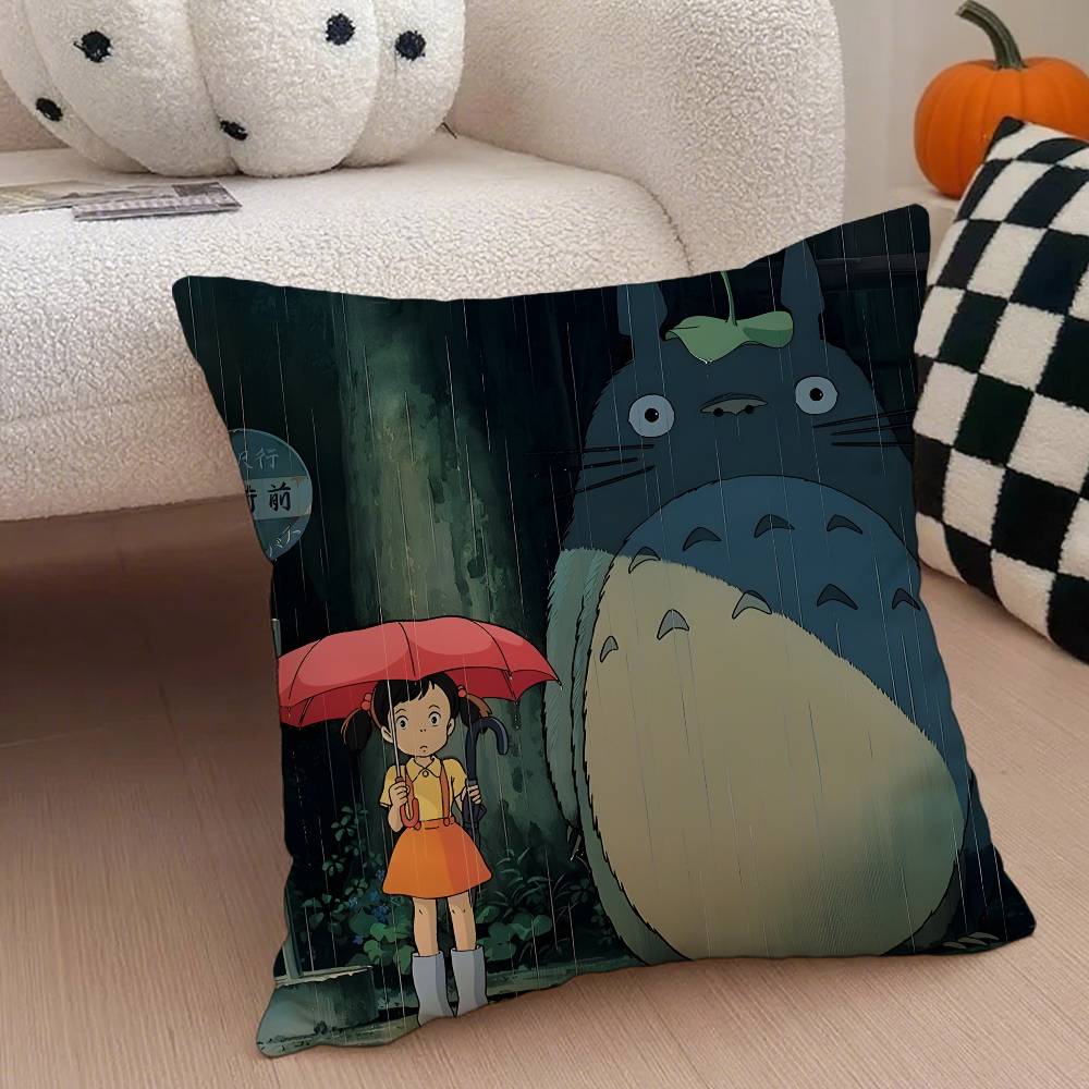 Animei My N-NeighborS T-Totoro Pillow Case Anti-dustmite Pillowcase Invisible Zipper Silky Short Plush Sofa Cushion Cover