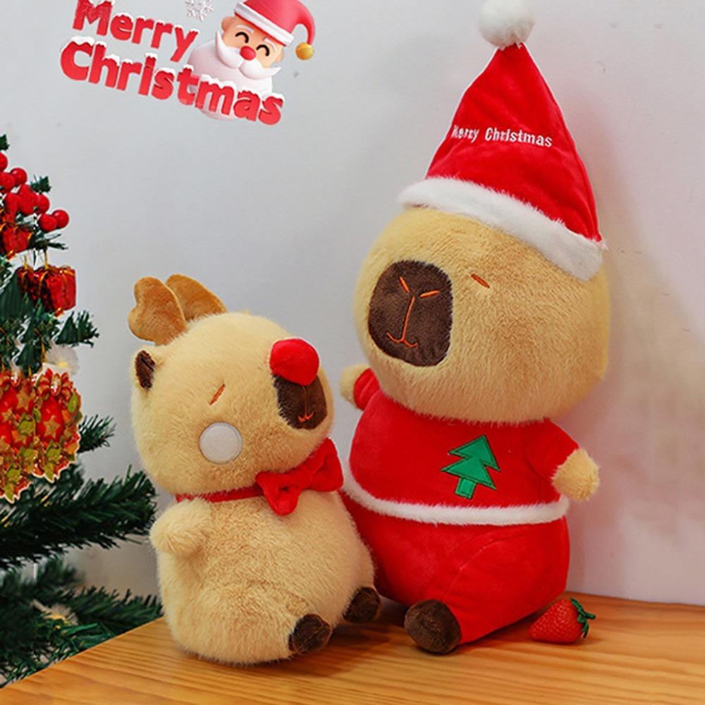 Merry Christmas Capybara Plush Doll Elk Capybara Fluffty Doll Capybara Plush Toy  Birthday Gift