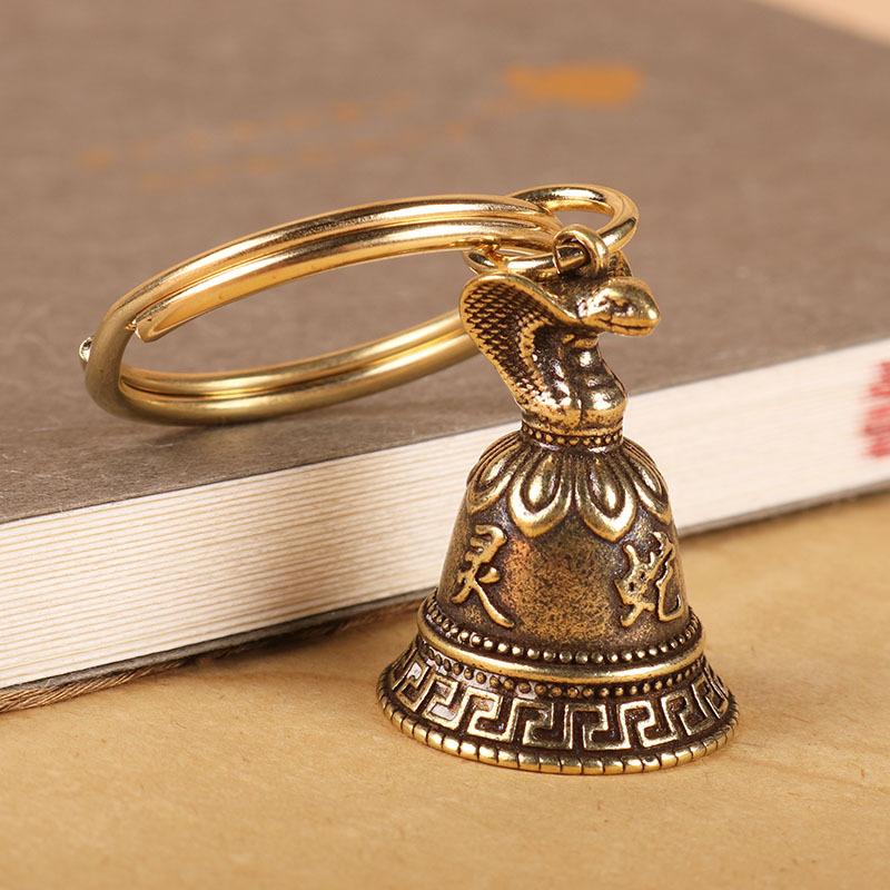 Brass Chinese 12 Zodiac Animals Heads Bell Keychain Pendants Jewelry Vintage