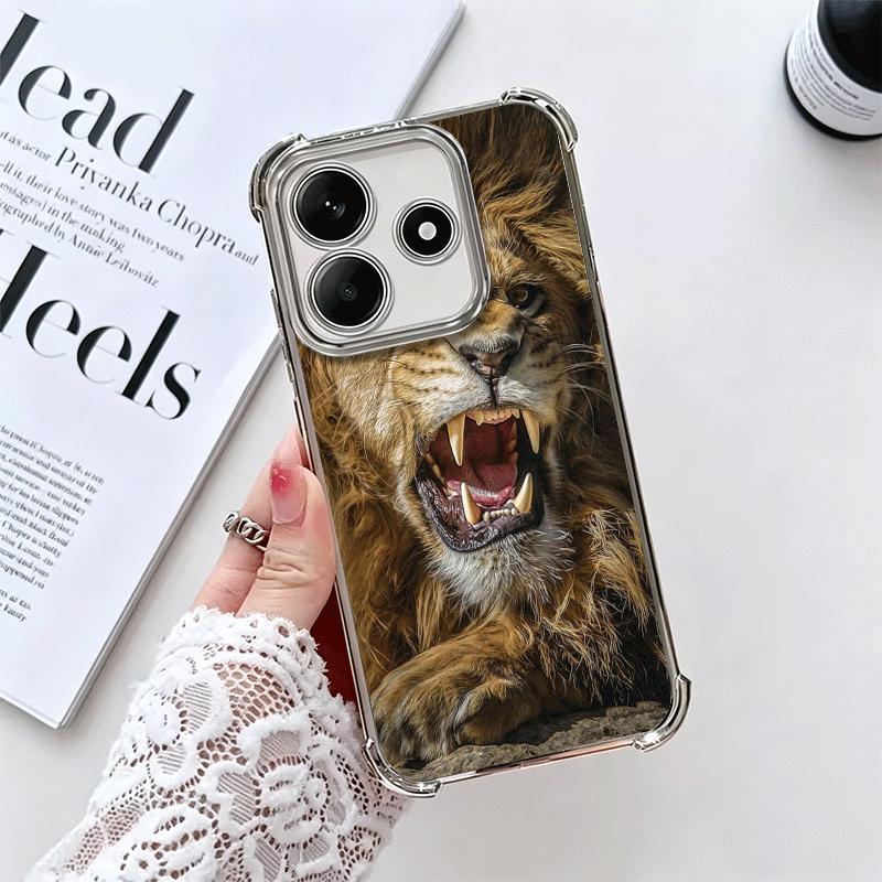 Lion Male Man King Plating Phone Case For Xiaomi Redmi Note 14 15 Pro Plus 13 12 11 11S 11T 10 9S 9 5G Anti-Fall Airabag Cover