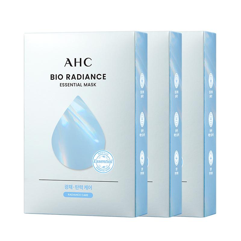 3 коробки AHC Bio Radiance Essential Mask, Увлажняющая осветляющая тканевая маска для лица White Diamond для сухой тусклой кожи