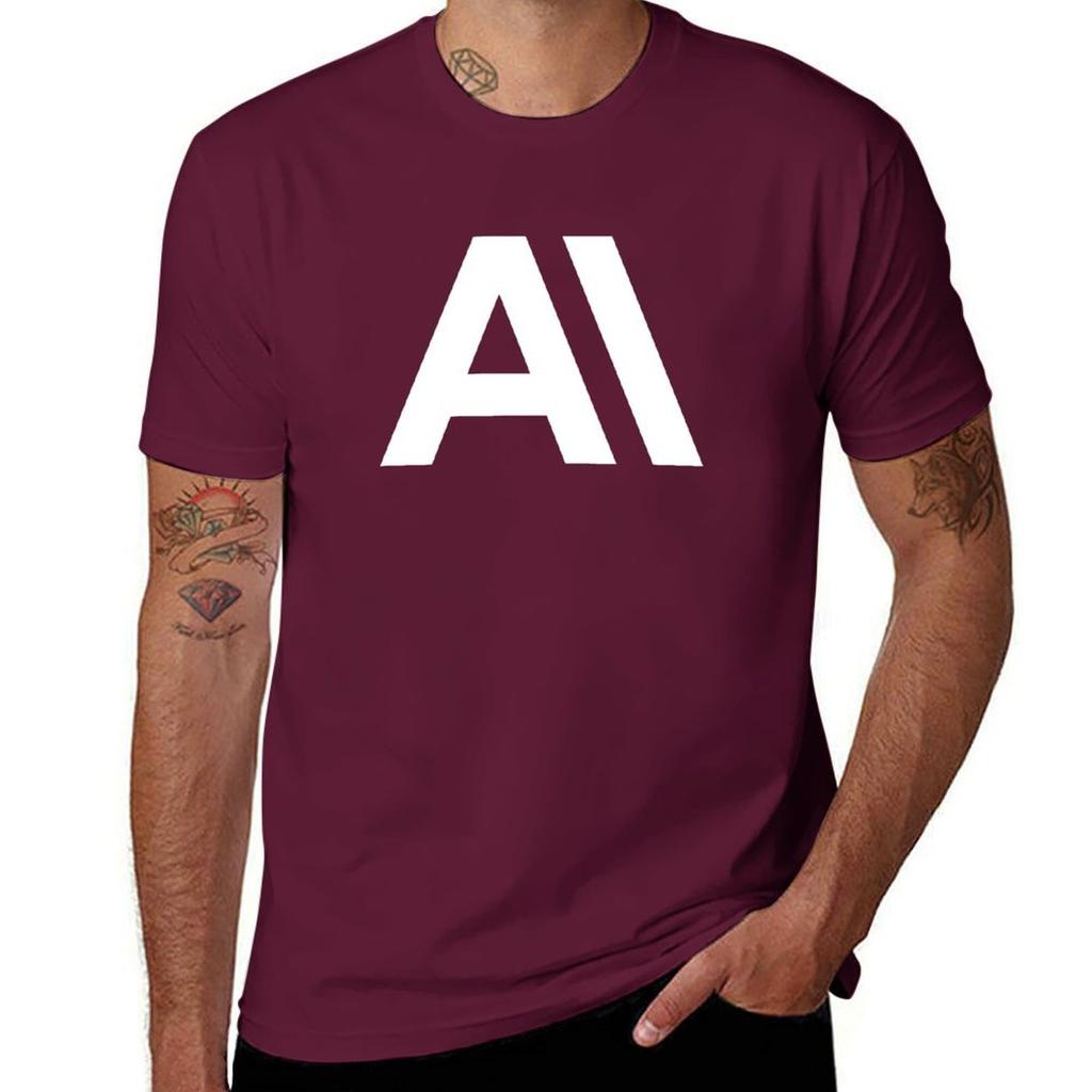 Футболка с иконками Anthropic AI R1002, аниме одежда, забавные заготовки, для мальчиков, белые, мужские, с графическим принтом