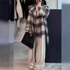 New Korean Navy Collar Plaid Autumn and Winter Double-sided Cashmere Coat Women's Loose