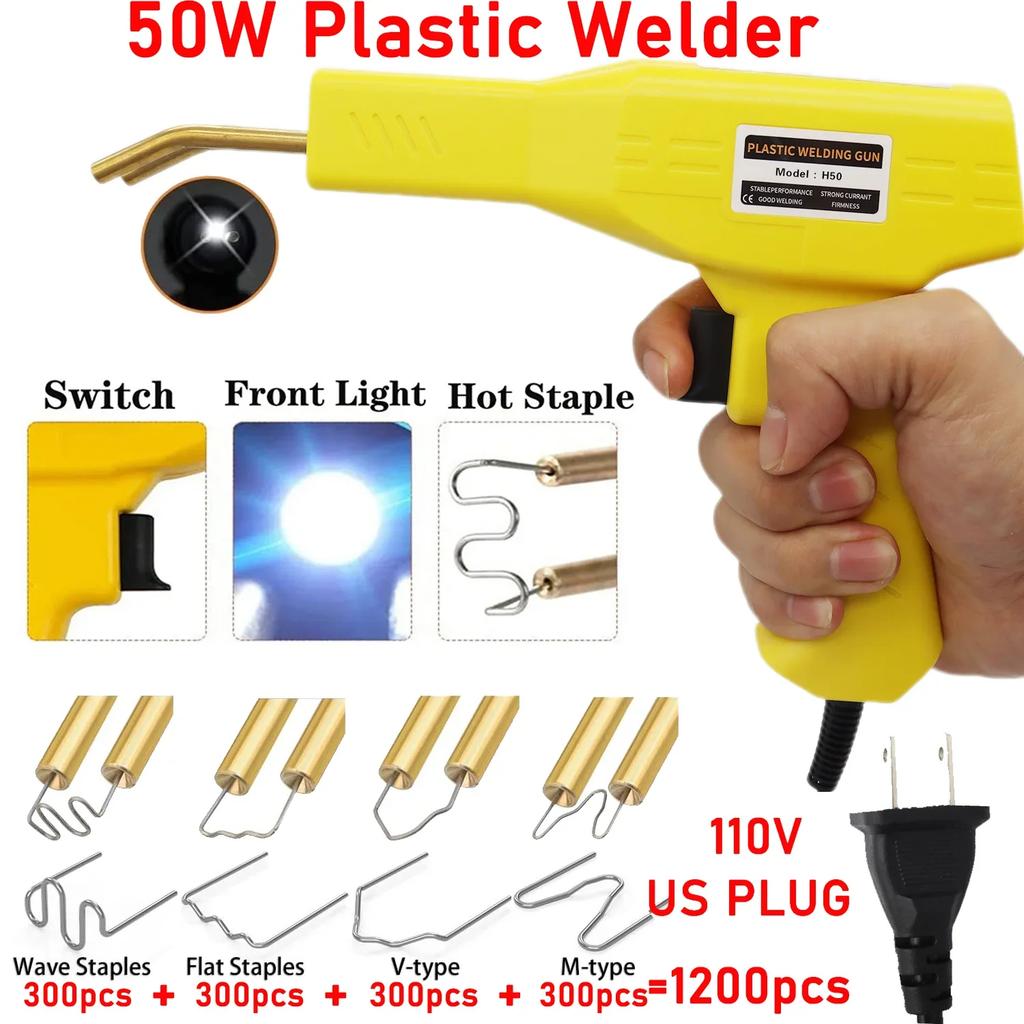 50W Plastic Welding Machine Car Bumper Repair Kit Hot Stapler Hot Air Gun Crack Repair for Removing Body Dent Cracks